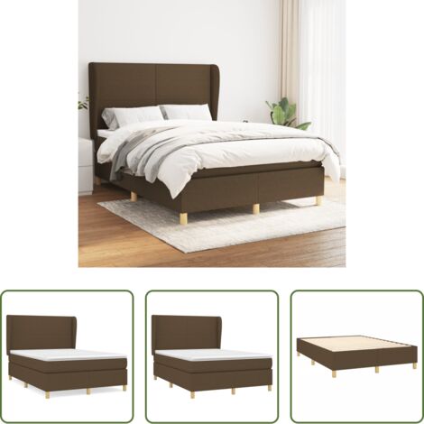 Colchón de muelles ensacados -  Cama box spring con colchón tela marrón oscuro 140x200 cm