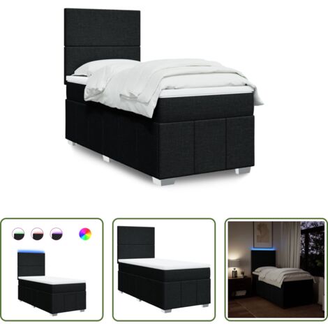 Colchón de muelles ensacados -  Cama box spring con colchón tela negro 100x200 cm