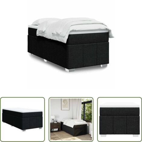 Colchón de muelles ensacados -  Cama box spring con colchón tela negro 100x200 cm