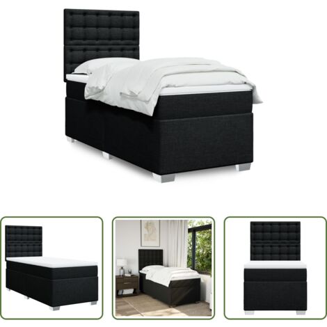 Colchón de muelles ensacados -  Cama box spring con colchón tela negro 90x190 cm