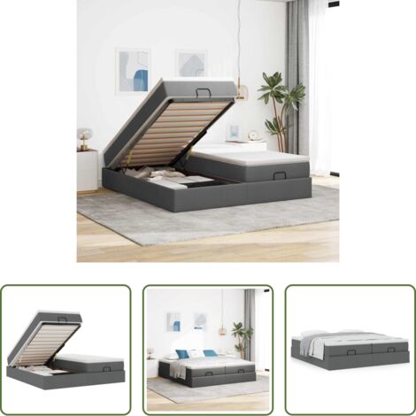 Colchón de muelles ensacados -  Estructura cama otomana colchones tela gris oscuro 180x200cm