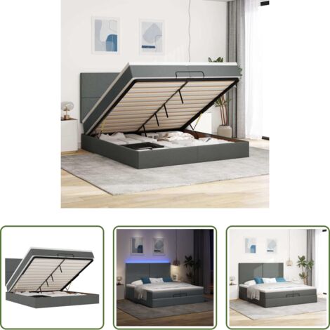 Colchón de muelles ensacados -  Estructura cama otomana colchones tela gris oscuro 200x200cm