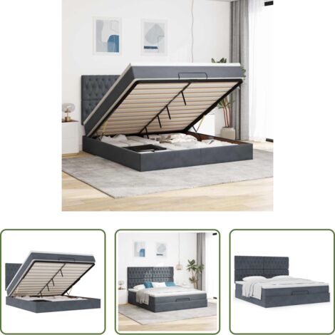 Colchón de muelles ensacados -  Estructura cama otomana colchones terciopelo gris oscuro