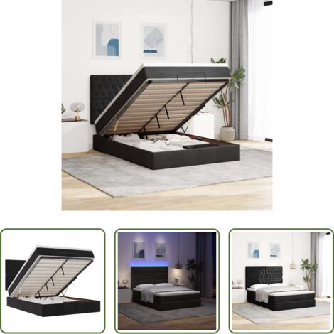 Colchón de muelles ensacados -  Estructura cama otomana colchones terciopelo negro 140x200cm