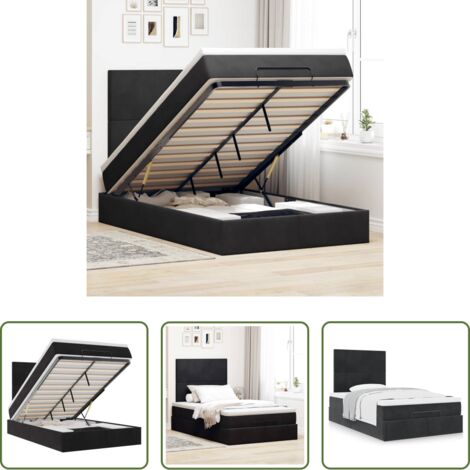 Colchón de muelles ensacados -  Estructura de cama otomana colchones terciopelo negro