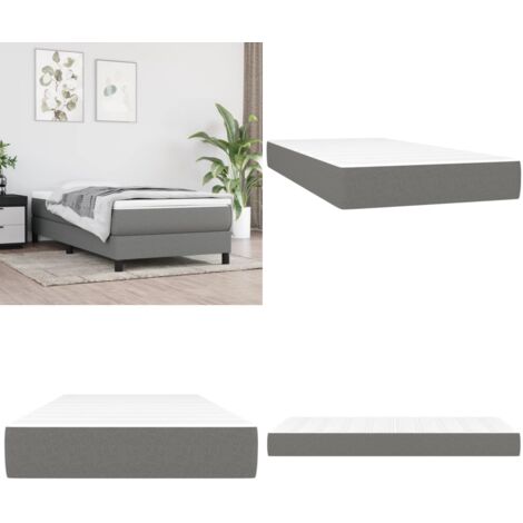 Colchón de muelles ensacados firmeza media tela gris oscuro 100x200x20 cm - Firmeza media - Soporte de cama