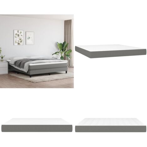 Colchón de muelles ensacados firmeza media tela gris oscuro 180x200x20 cm - Firmeza media - Soporte de cama