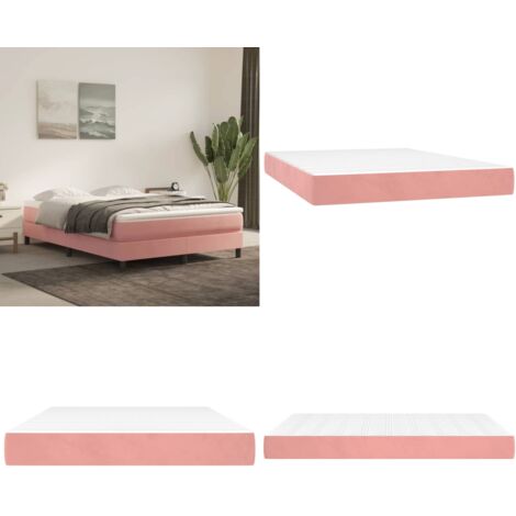 Colchón de muelles ensacados firmeza media terciopelo rosa 140x200x20 cm - Colchón de espuma - Firmeza media