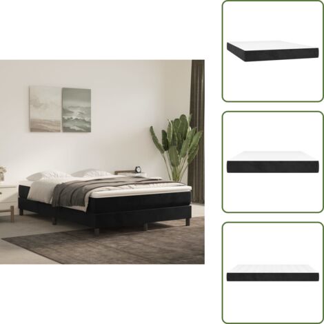 Colchón de muelles ensacados negro - vidaXL Colchón de muelles ensacados firmeza media terciopelo negro 140x190x20 cm - Colchón de muelles ensacados para dormir