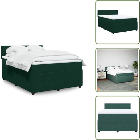 Colchón de muelles ensacados - vidaXL Cama box spring con colchón terciopelo verde oscuro 160x200 cm - Cama con cabecero