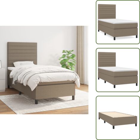 Colchón de muelles - vidaXL Cama box spring con colchón tela gris taupe 100x200 cm - Colchón de espuma