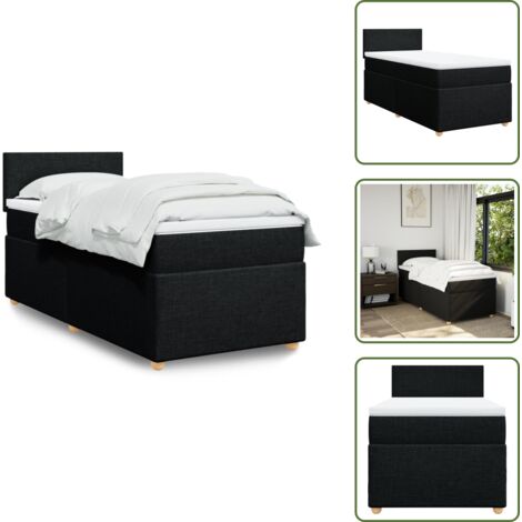 Colchón de muelles - vidaXL Cama box spring con colchón tela negro 100x200 cm - Cama de muelles ensacados