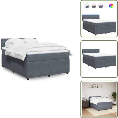 Colchón de muelles - vidaXL Cama box spring con colchón terciopelo gris oscuro 160x200 cm - Cama con cabecero