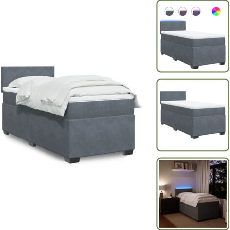 Colchón de muelles - vidaXL Cama box spring con colchón terciopelo gris oscuro 90x200 cm - Cama de muelles