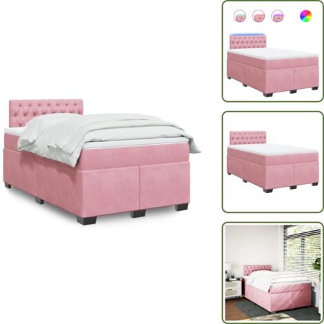 Colchón de muelles - vidaXL Cama box spring con colchón terciopelo rosa 120x200 cm - Cama rosa