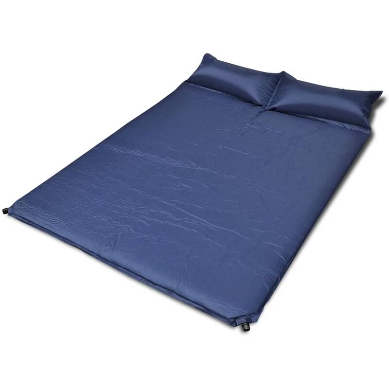 

Colchón doble de aire autoinflable azul 190x130x5 cm