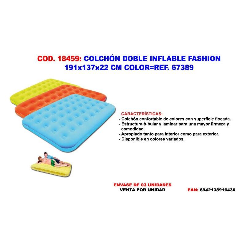 

colchon doble inflable fashion 191x137x22 cm color 67389 - Mibricotienda