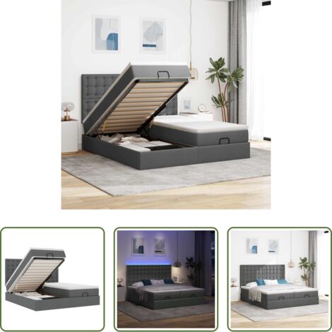 Colchón ensacado -  Estructura cama otomana colchones tela gris oscuro 160x200 cm