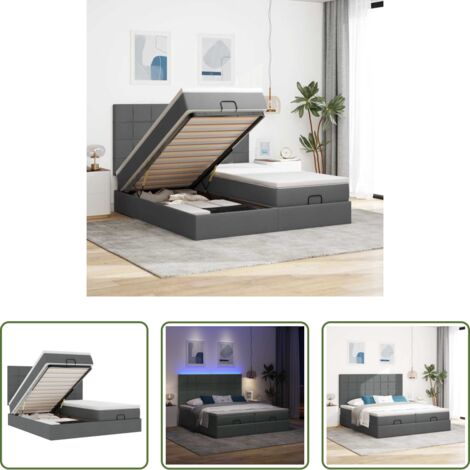 Colchón ensacado -  Estructura cama otomana colchones tela gris oscuro 180x200cm