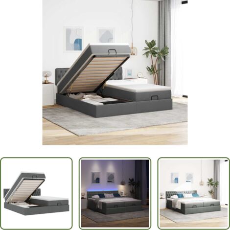 Colchón ensacado -  Estructura cama otomana colchones tela gris oscuro 180x200cm