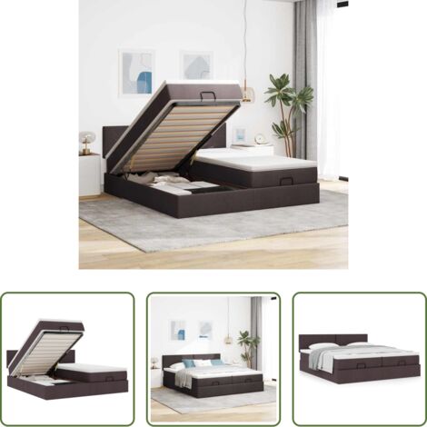 Colchón ensacado -  Estructura cama otomana colchones tela marrón oscuro 180x200cm