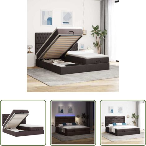 Colchón ensacado -  Estructura cama otomana colchones tela marrón oscuro 180x200cm