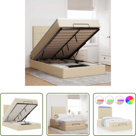 Colchón ensacado -  Estructura de cama otomana con colchón tela crema 120x200 cm