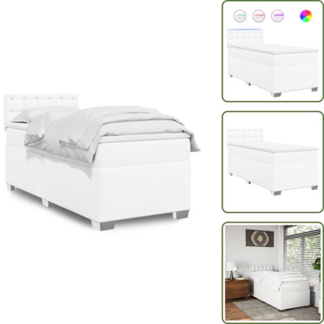 Colchón ensacado - vidaXL Cama box spring con colchón cuero sintético blanco 90x190 cm - Cama box spring