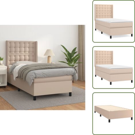Colchón ensacado - vidaXL Cama box spring con colchón cuero sintético capuchino 90x190 cm - Cama cuero sintético