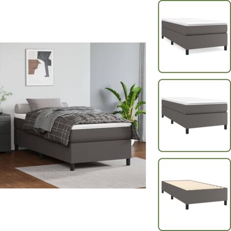 Colchón ensacado - vidaXL Cama box spring con colchón cuero sintético gris 90x190 cm - Colchón de espuma