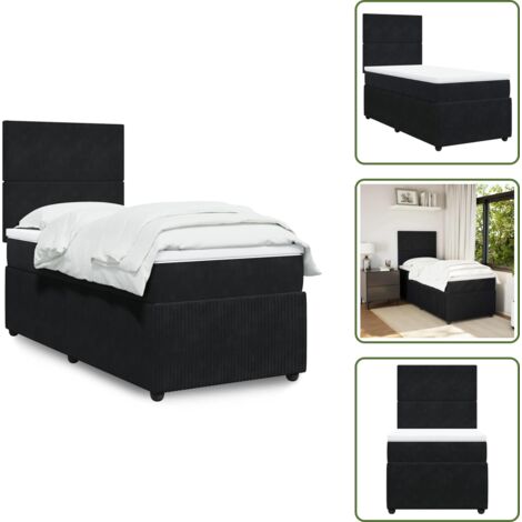 Colchón ensacado - vidaXL Cama box spring con colchón cuero sintético negro 90x190 cm - Cama de muelles