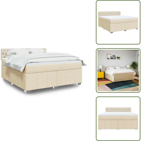 Colchón ensacado - vidaXL Cama box spring con colchón tela color crema 180x200 cm - Cama de muelles