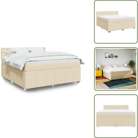 Colchón ensacado - vidaXL Cama box spring con colchón tela color crema 180x200 cm - Cama de muelles