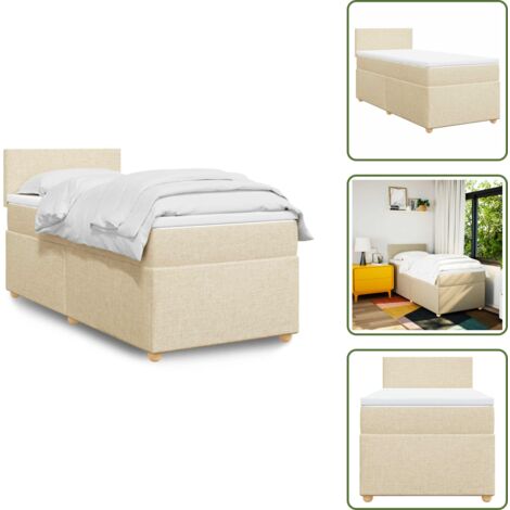 Colchón ensacado - vidaXL Cama box spring con colchón tela color crema 80x200 cm - Cama con cabecero