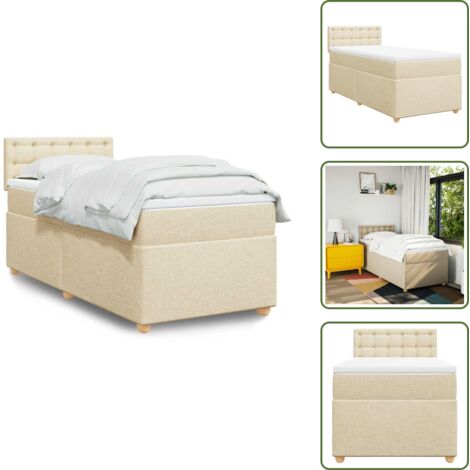 Colchón ensacado - vidaXL Cama box spring con colchón tela color crema 80x200 cm - Cama con cabecero