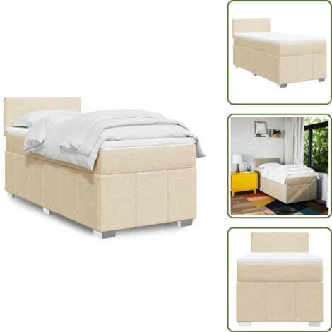 Colchón ensacado - vidaXL Cama box spring con colchón tela color crema 80x200 cm - Cama de muelles