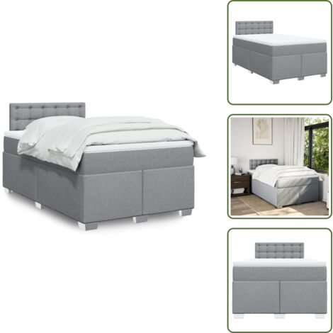 Colchón ensacado - vidaXL Cama box spring con colchón tela gris claro 120x200 cm - Cama de muelles