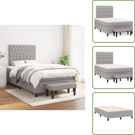 Colchón ensacado - vidaXL Cama box spring con colchón tela gris claro 120x200 cm - Cama de muelles