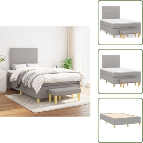 Colchón ensacado - vidaXL Cama box spring con colchón tela gris claro 120x200 cm - Cama de muelles