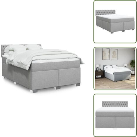 Colchón ensacado - vidaXL Cama box spring con colchón tela gris claro 140x190 cm - Cama de muelles