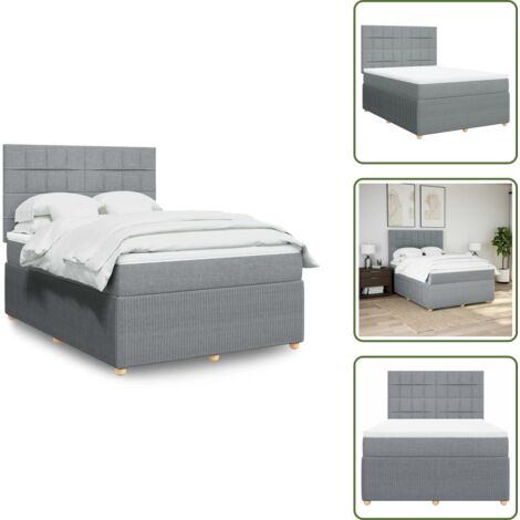 Colchón ensacado - vidaXL Cama box spring con colchón tela gris claro 140x190 cm - Cama de muelles