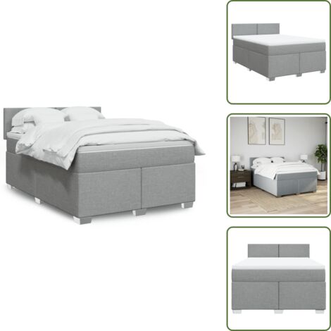 Colchón ensacado - vidaXL Cama box spring con colchón tela gris claro 140x200 cm - Cama de muelles