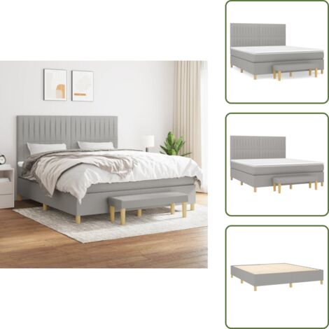 Colchón ensacado - vidaXL Cama box spring con colchón tela gris claro 180x200 cm - Cama de muelles