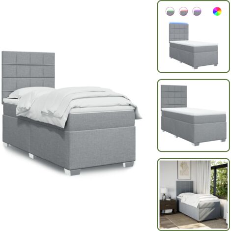 Colchón ensacado - vidaXL Cama box spring con colchón tela gris claro 80x200 cm - Cama con cabecero ajustable