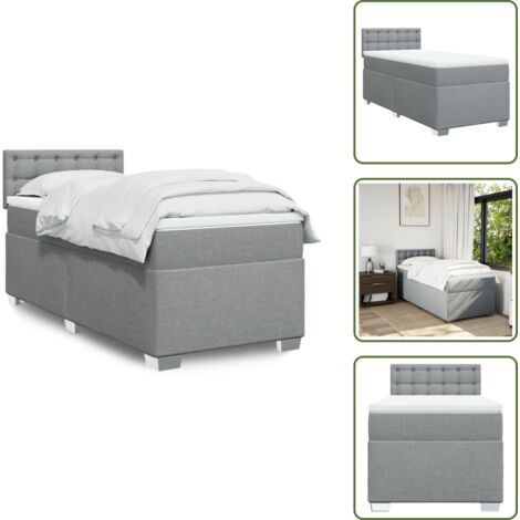 Colchón ensacado - vidaXL Cama box spring con colchón tela gris claro 90x200 cm - Cama de muelles