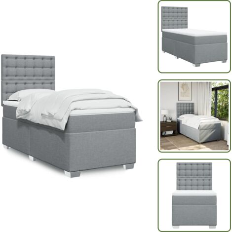 Colchón ensacado - vidaXL Cama box spring con colchón tela gris claro 90x200 cm - Cama de muelles