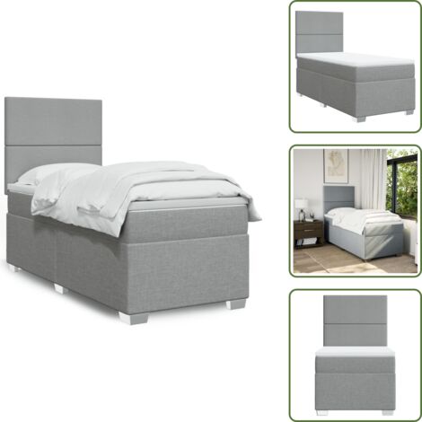 Colchón ensacado - vidaXL Cama box spring con colchón tela gris claro 90x200 cm - Cama de muelles