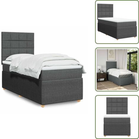 Colchón ensacado - vidaXL Cama box spring con colchón tela gris oscuro 100x200 cm - Cama de muelles