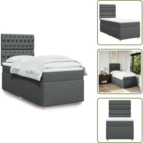 Colchón ensacado - vidaXL Cama box spring con colchón tela gris oscuro 100x200 cm - Cama de muelles