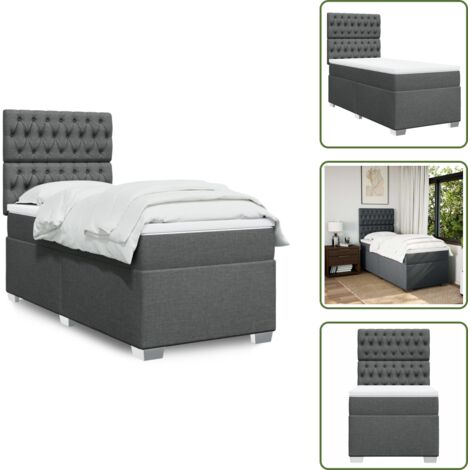 Colchón ensacado - vidaXL Cama box spring con colchón tela gris oscuro 100x200 cm - Cama de muelles